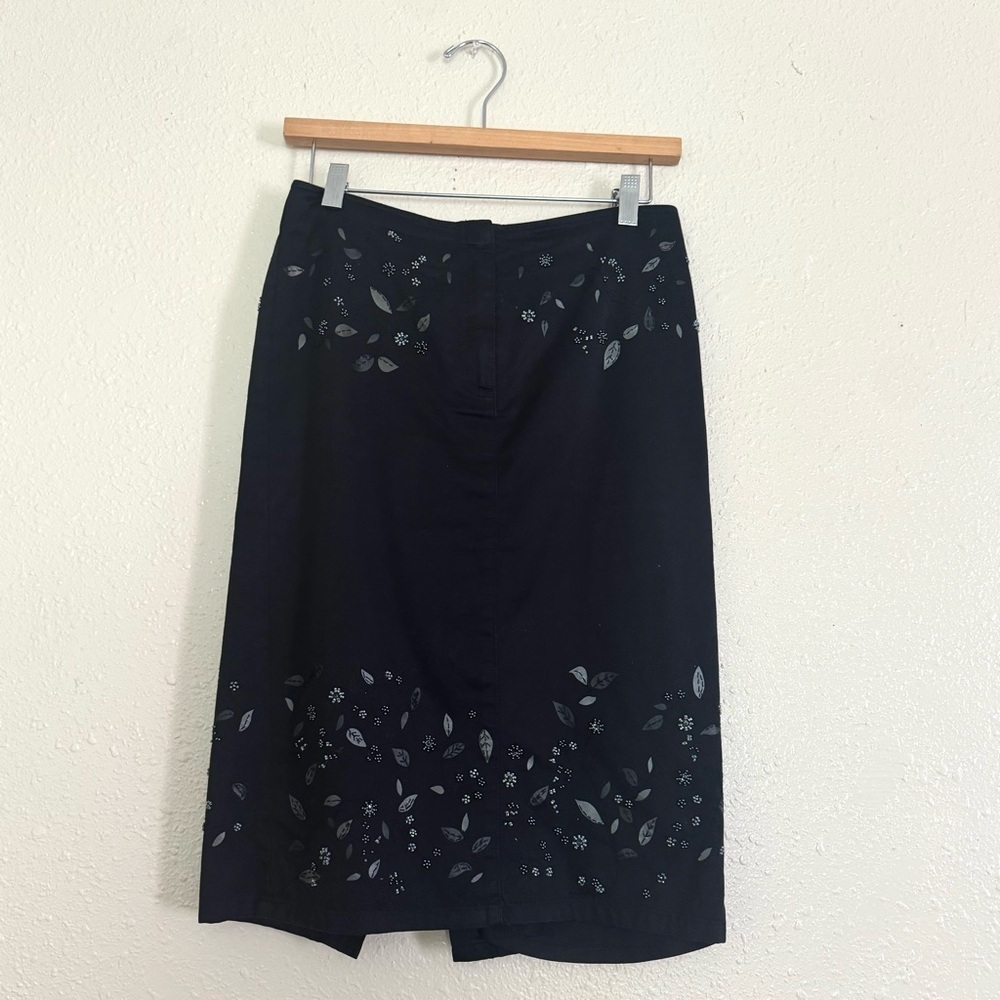 BCBG Max Azria Y2K Vintage Floral Beaded Pencil Skirt Fairycore